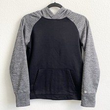 All In Motion Boys' Gray  Black Tech Fleece Hooded Pullover Sweatshirt Sz L EUC