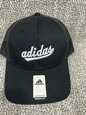 Adidas SnapBack Hat Black White Spell out Classic Mesh NWT