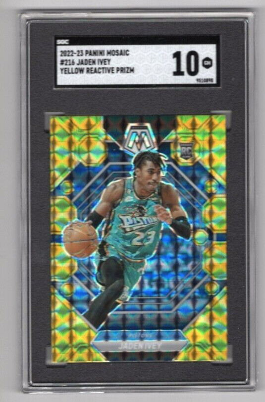 Jaden Ivey 2022-23 Panini Mosaic #216 Yellow Reactive Prizm Rookie RC SGC 10