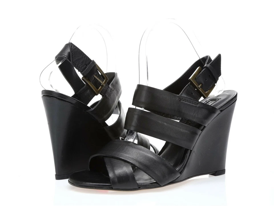 Mujer MODERNO VINTAGE Robin Sandalias Cuero Negro Cuña Correa al Tobillo Talla. 39,5 Foto 2 de 4