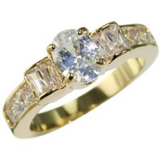 2.20 CTW OVAL BAGUETTES SIMULATED DIAMOND ENGAGEMENT RING size 5,6,9