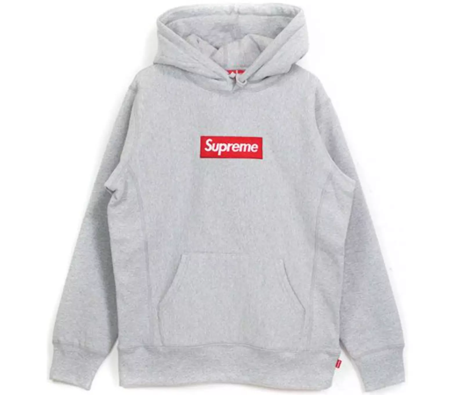 Sweat à capuche logo boîte grise/rouge Supreme FW16 grand