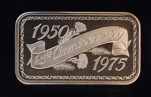 1975 25th Anniversary Madison Mint Rare Vt Bullion-999 Silver 1 Oz Ounce Art Bar
