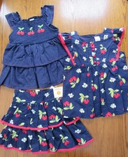 NWT Vintage Gymboree CHERRY CUTE Size 5 5T SKIRT or Navy Blue Top or Cherry Top