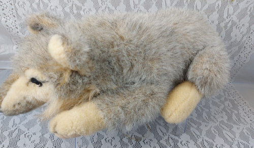 Fiesta Wolf Dog Realistic Laying Lying Grey Gray 16" Plush Stuffed Animal Toy - Picture 4 of 13