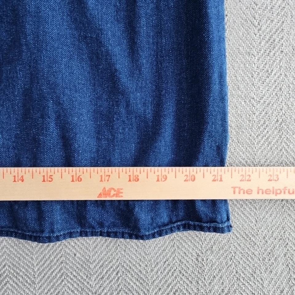 Calvin Klein Denim Tunic Women's Large Embroidery 3/4 Zip Cap Sleeve Old Money - Image 4 of 4