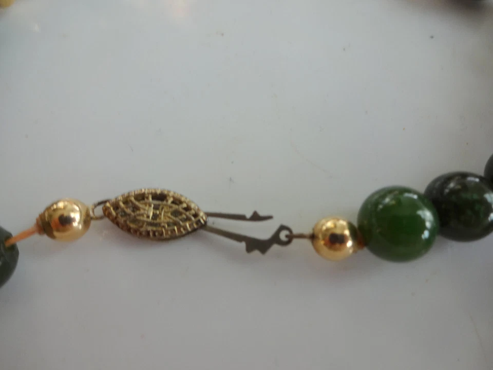 Antiguo Collar Chino Cloisonne Amatista y Jade Oro Relleno Cierre 22" de Largo Foto 4 de 4