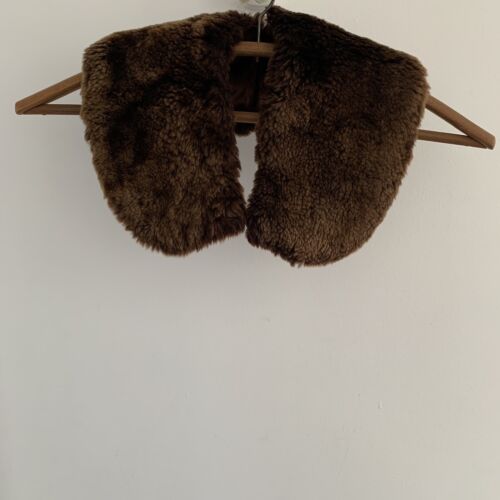 Vintage Collar Real Fur Tippet Brown Soft Removable Warm Sheepskin? Mob - Picture 1 of 6