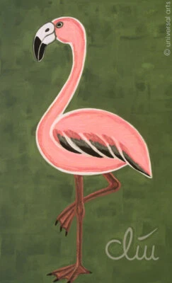 JACQUELINE DITT - Der vornehme Flamingo 2005 Gemälde Bilder Tier Vogel - Bild 1 von 3