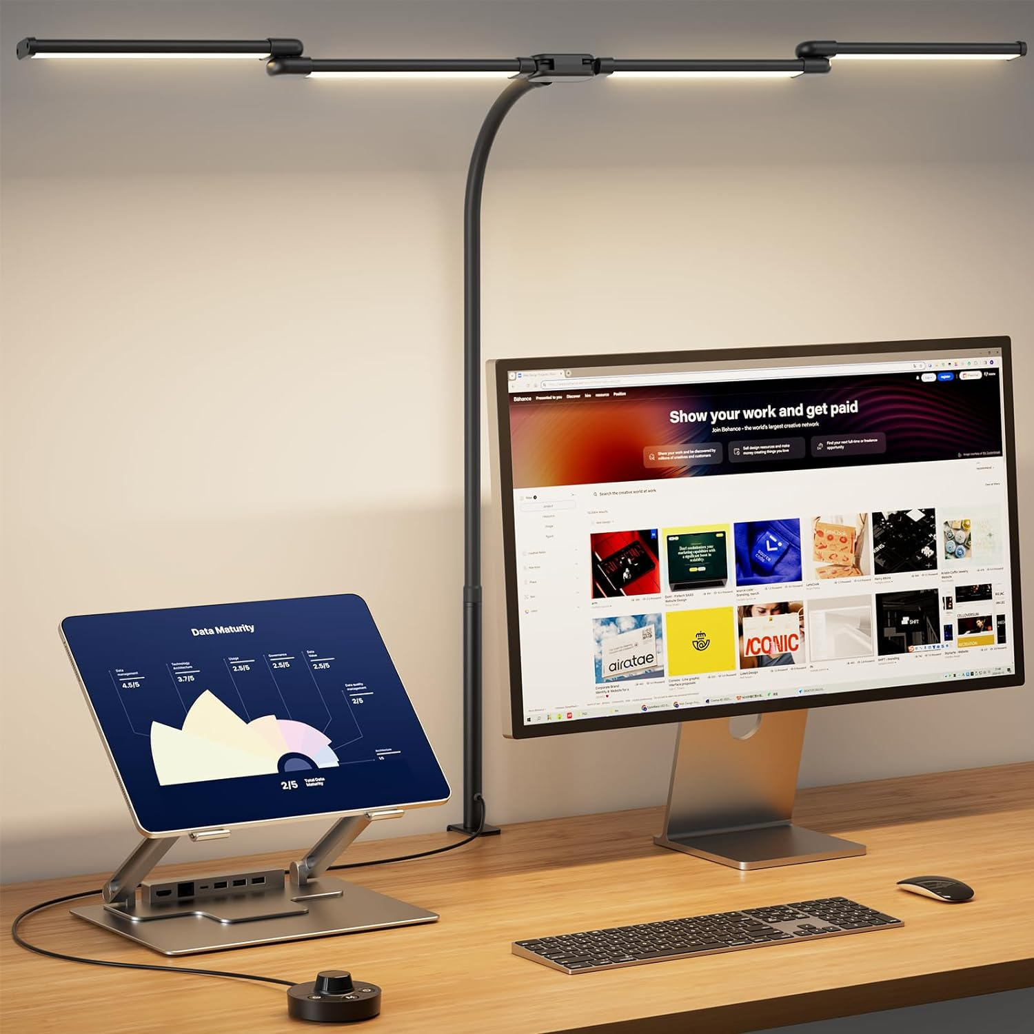 LED Desk Lamp for Home Office, 24W Architect Task Lamp with Clamp, Desktop Contr