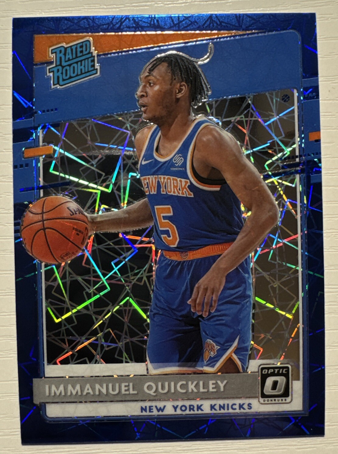 Immanuel Quickley 2020-21 Donruss Optic Blue Velocity Prizm Rated Rookie RC #175