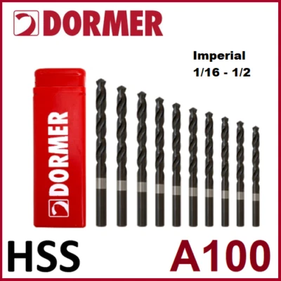 DORMER A100 HSS Jobber Drills Imperial - Various Sizes - Steam Tempered.