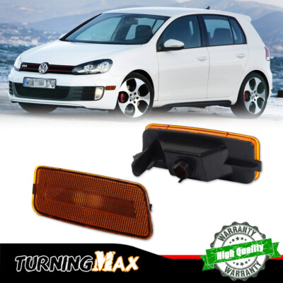 FOR VW MK6 GOLF Volkswagen GTI AMBER LENS FRONT BUMPER SIDE MARKER PAIR US NEW