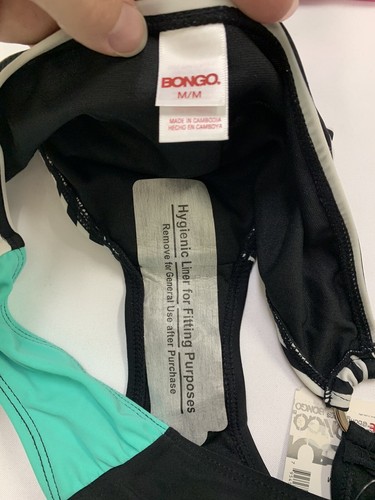 Bongo Black Color Block Bikini Swimsuit Bandeau Top Ring Detail Medium NEW - Picture 4 of 9