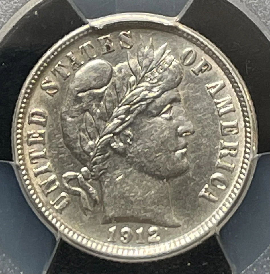 1912-D BARBER DIME PCGS AU-Detail Cleaned- CORRECTLY GORGEOUS COIN!! - Image 3 of 4