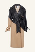 Tan Leather Coat / Jacket .size 14 Fully Lined In Gold Satin .hardly Worn