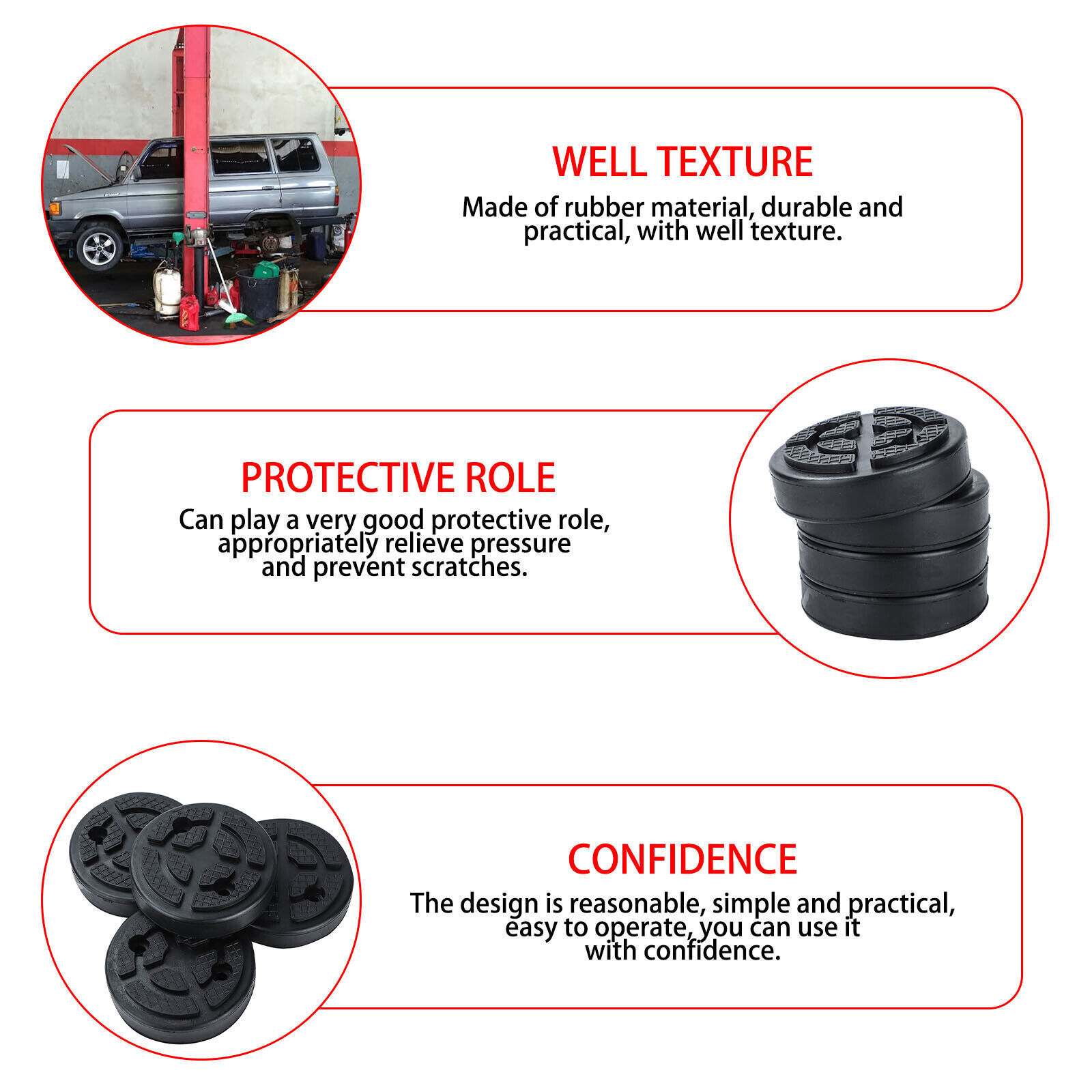 4pcs Rubber Lifting Pads Block For 2 Post Lift Replacement Pads Car