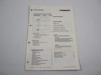 Opel Frontera A Einbauanleitung Webasto Thermo Top Z/C B/D Heizung