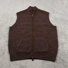 Cremieux Sweater Vest Full Zip Mens Size Large Wool Blend Brown Navy