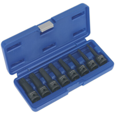 8-teiliges Impact Spline Steckschlüssel-Bit-Set - 1/2 Zoll Vierkant - Chromoly-Stahl