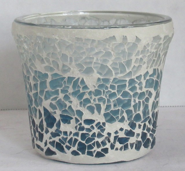 Yankee Candle Votive Holder V/H BLUE BEACH MOSAIC White Blues 1552110