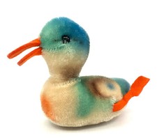 Steiff Colorful Play Duck Swimming 1960s Mohair Squeaker 11cm 4in no ID Vintage