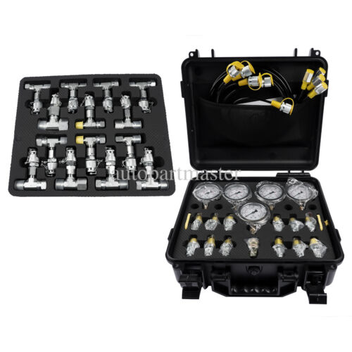 Hydraulic Pressure Test Kit 5 Gauges 13 Test Couplings 5 Test Hoses with Case - Picture 2 of 9