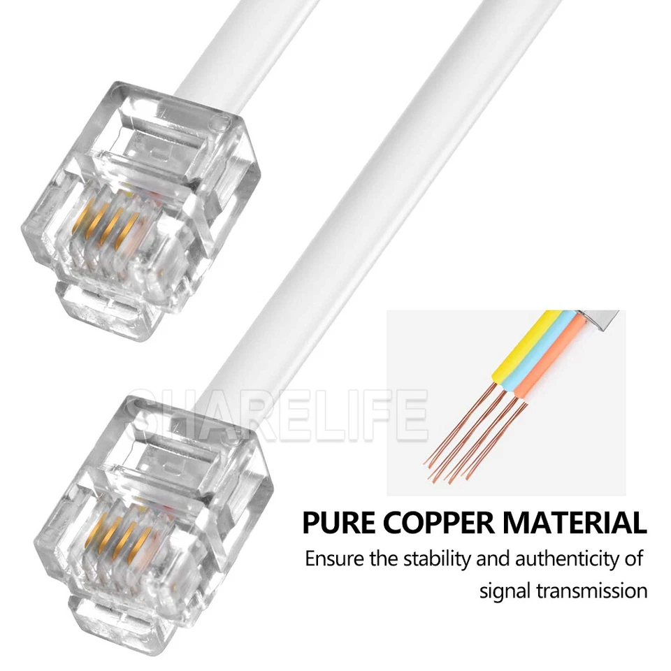 Phone Telephone Cable Extension Cord RJ11 Lead Plug ADSL2 Filter Home Modem Fax - image 4 of 4