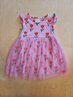NWOT HANNA ANDERSSON PINK TULIPS FLUTTER SLEEVE TULLE DRESS 80 18-24M NEW $58