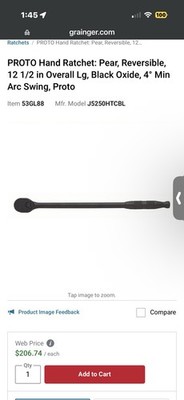 MAKE OFFER! New Model  PROTO USA  3/8 Ratchet Long 12  Black Oxide 90T Authentic