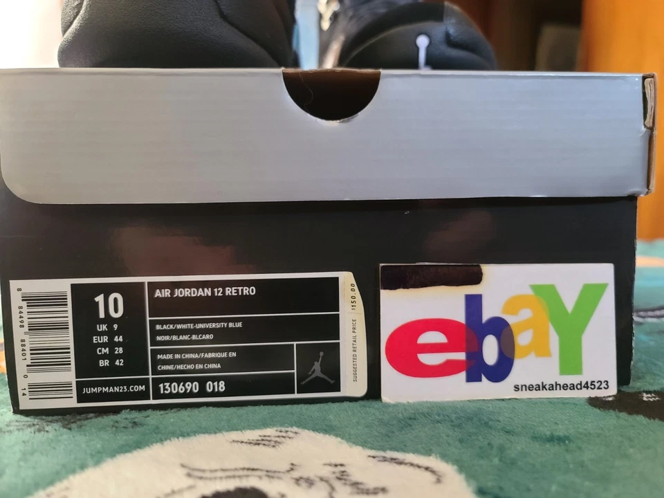 Air Jordan 12 Retro Nubuck OG 2009 NEGRO/BLANCO-AZUL UNIVERSITARIO 130690 018 Foto 4 de 4