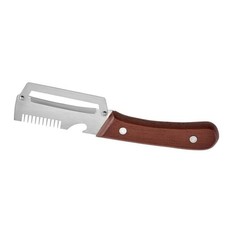 Vegetable Peeler with Brown Wood Handle Stainless Steel Blade and Bottle Opener