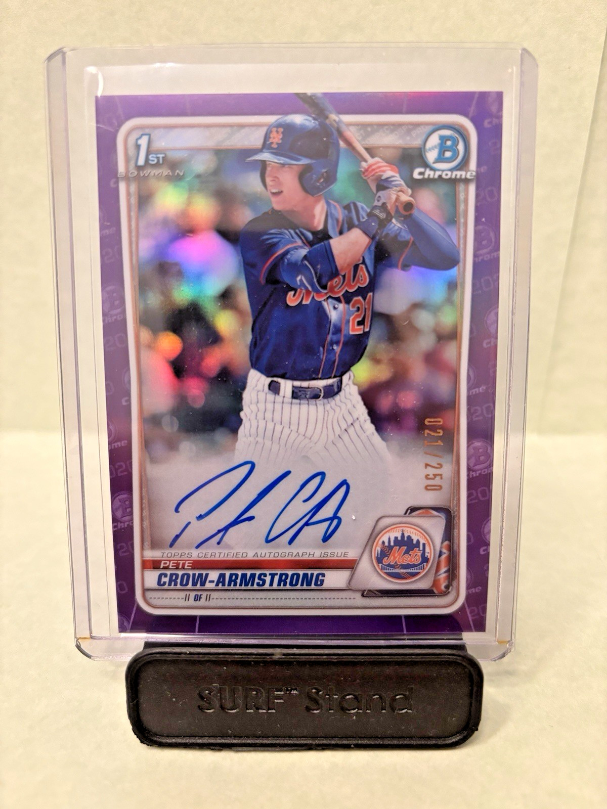 2020 Bowman Draft Chrome Pete Crow-Armstrong Rookie Purple Refractor Auto /250
