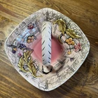 Vintage Hull Pottery T9 Blossom Flite Square Ceramic Basket – Pink Floral w/Gold