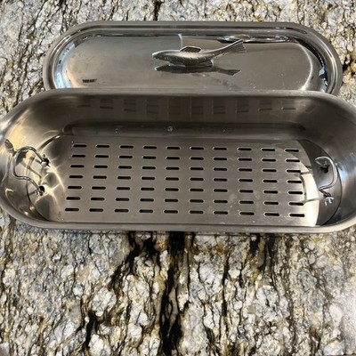 All Clad Stainless Steel Fish Poacher #59907 Double Handles 18