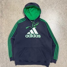Vintage Y2K Adidas Hoodie Three Stripes Blue Green Two Tone Mens Large