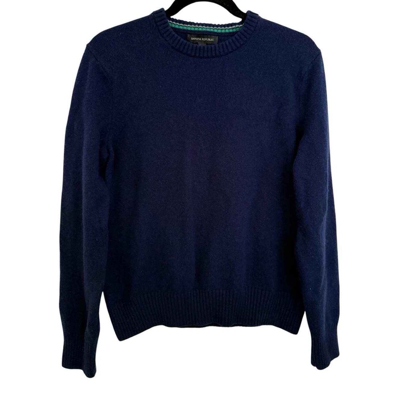 Banana Republic Navy Merino Wool Crewneck Knit Sweater Preppy Minimal Office M