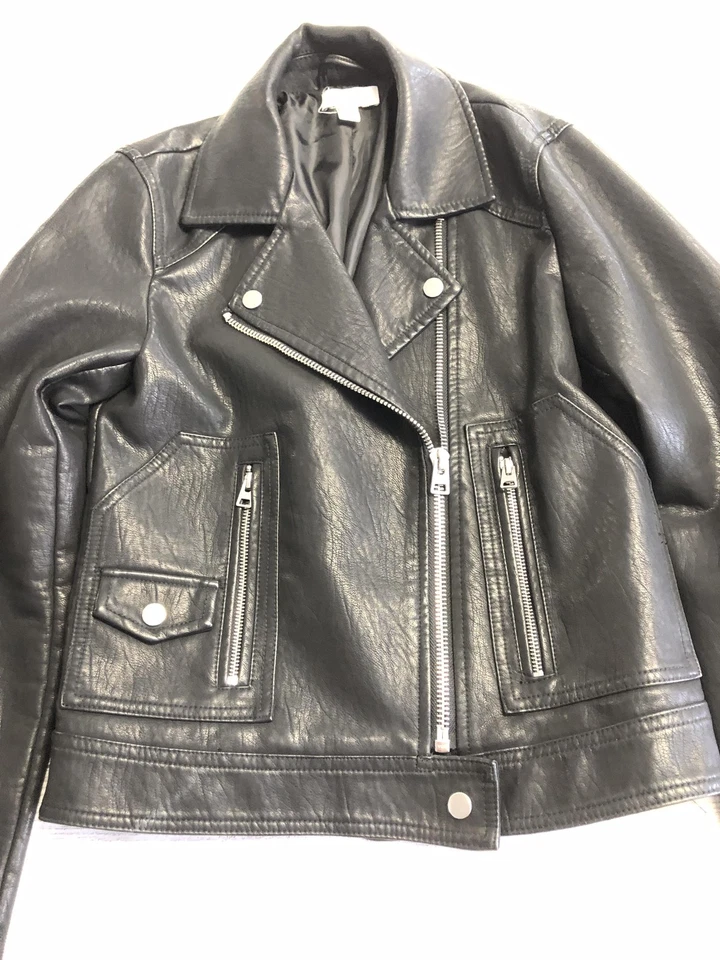 Chaqueta Topshop Mujer US 4 EUR 36 Negra Imitación Cuero Motociclista Cremallera Asimétrica Foto 2 de 4
