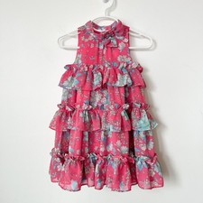 Janie and Jack Pint Tart Floral Tiered Ruffle Dress 2T Spring Easter Bow