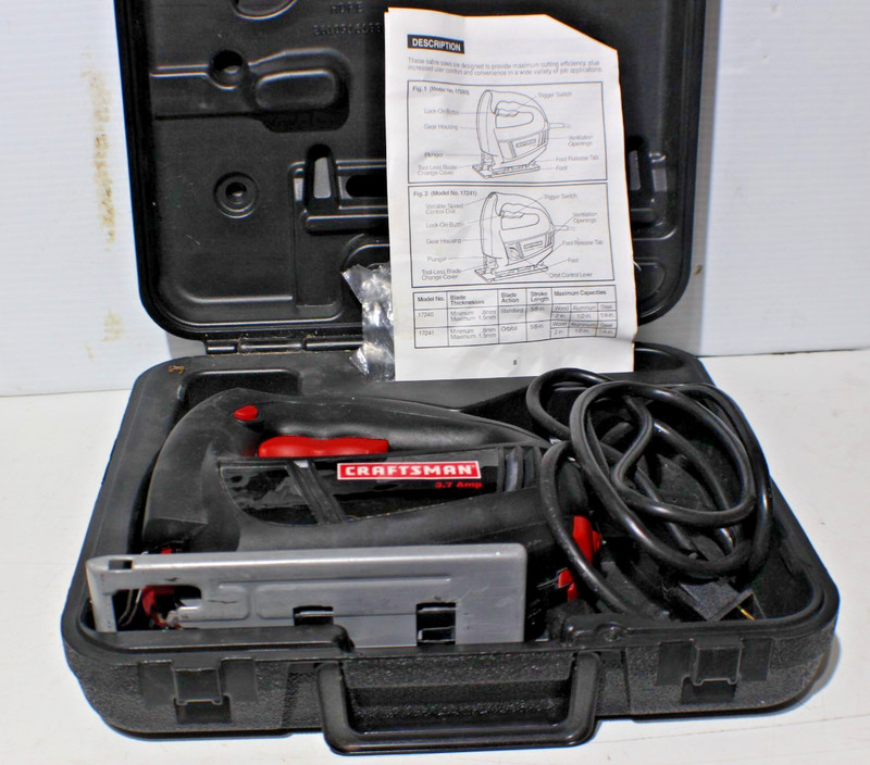 Vintage Craftsman Sabre/Jig Saw w/Hard Plastic Case & Booklet ~ Model 135.17240