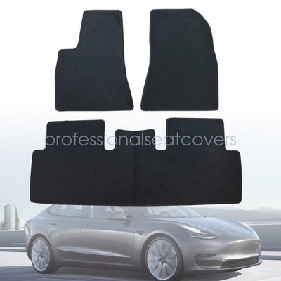 For 2017 2018 2019 2020 Tesla Model 3 Full Set Front & 2nd Row Floor Mats Carpet