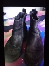 Womens Black Chunky Faux Suede Chelsea Ankle Ankle Boots