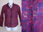 Coldwater Creek $85 top shirt NO IRON cotton size L 14 purple red blouse