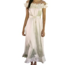 Reformation Limoncello White Linen Dress Sz XL Pull On Off Shoulder Ruffle Maxi