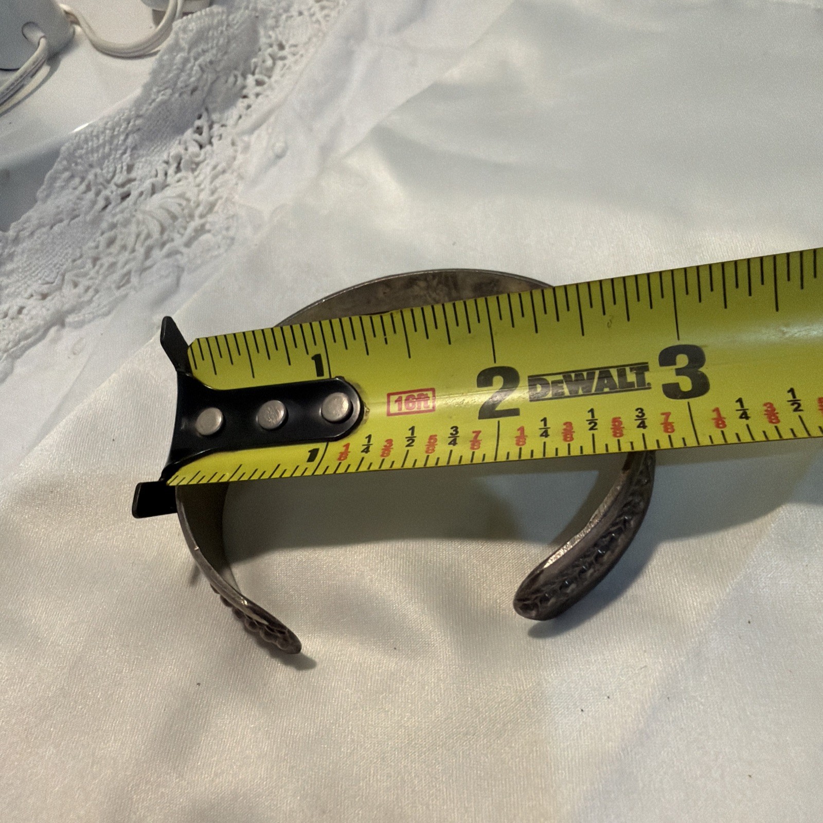 Vintage Solid Sterling Silver Cuff With Stamp Wor… - image 6