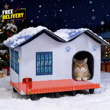 Heated Cat House Indoor Outdoor Waterproof Shelter with Elevated Heated Bed  