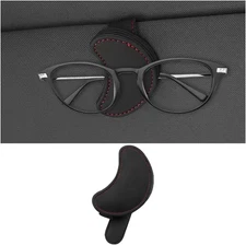 Sunglass Holder for Car Sun Visor, Magnetic Leather Auto Visor Glasses Clip for 