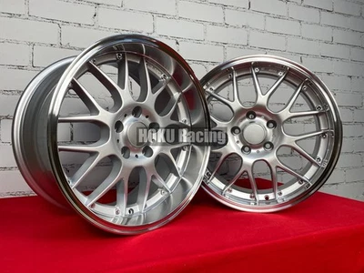 4X 18" RS-GT Style Deep Dish Silver Felgen 5X120 für BMW E34 E90 E39 E60 E34 - Bild 1 von 4