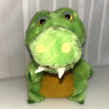 Dakin Green Yellow Alligator Stuffed Animal Plush 7.5" Vintage 1980 Korea