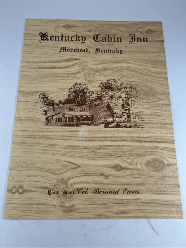 1960s Kentucky Cabin Inn Restaurant Menu-Morehead, KY-Col Bernard Ewers